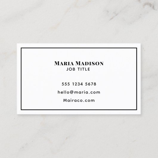 Monogram Professioneel Zwart-wit Modern Visitekaartje (Achterkant)