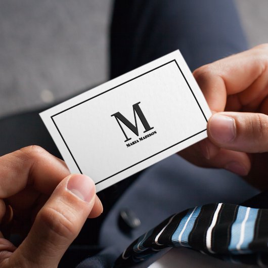 Monogram Professioneel Zwart-wit Modern Visitekaartje