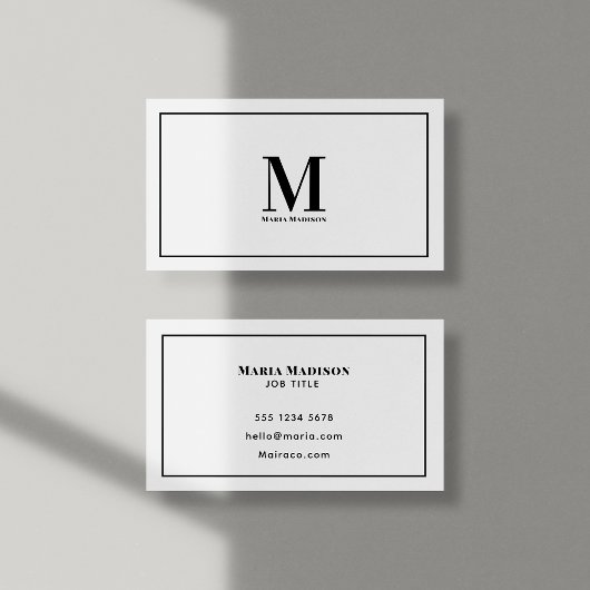 Monogram Professioneel Zwart-wit Modern Visitekaartje