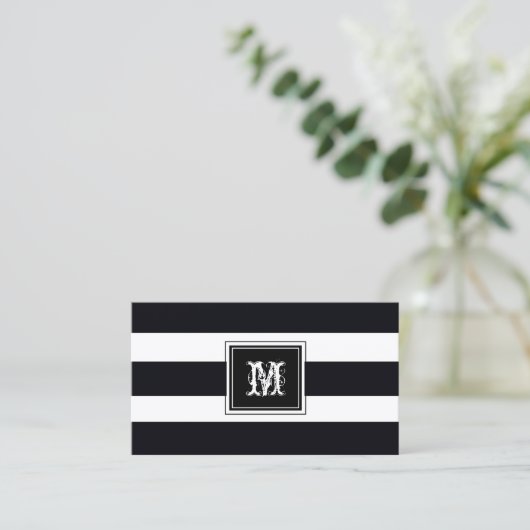 Monogram Professioneel Zwart-wit Modern Visitekaartje (Staand voorkant)