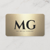 Monogram Professionele Marketing Zwart Faux Goud Visitekaartje (Voorkant)