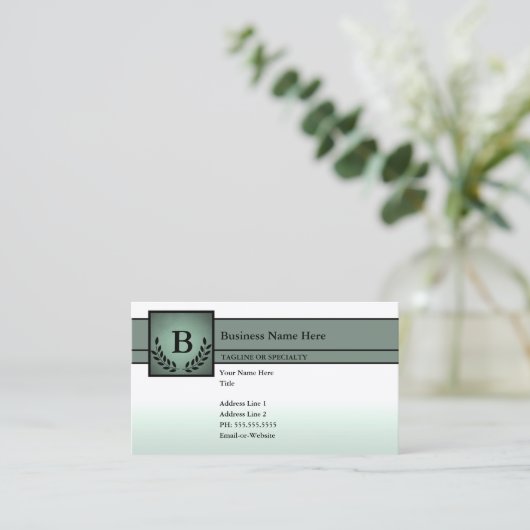 monogram professionele (olijfgroen) visitekaartje (Staand voorkant)