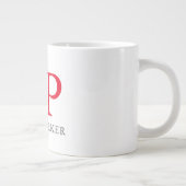 Monogram Professionele platte rode witte Initialen Grote Koffiekop (Rechts)