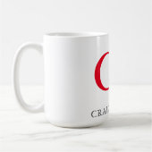 Monogram Professionele platte rode witte Initialen Koffiemok (Links)