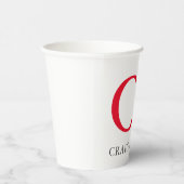 Monogram Professionele platte rode witte Initialen Papieren Bekers (Rechts)