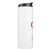Monogram Professionele platte rode witte Initialen Thermosbeker (Gedraaid links)