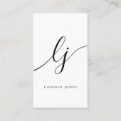 Monogram professionele witte moderne kalligrafie visitekaartje (Voorkant)