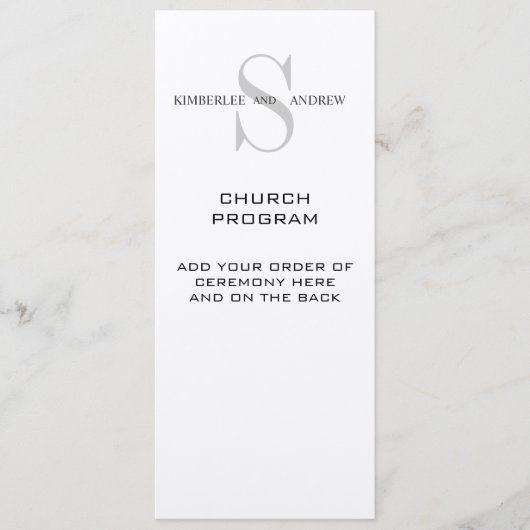 Monogram-programma voor het huwelijk programmakaart (Voorkant)