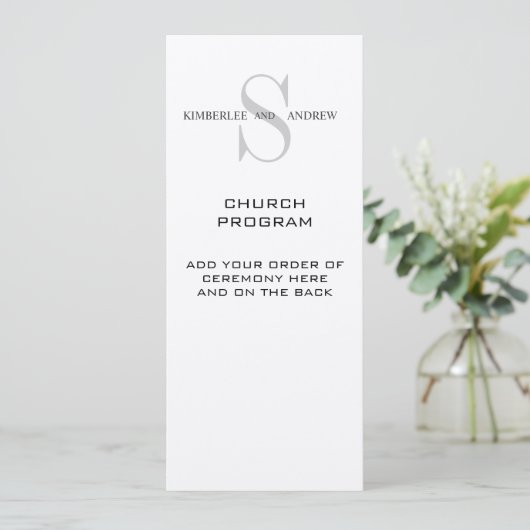 Monogram-programma voor het huwelijk programmakaart (Staand voorkant)