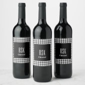 Monogram Proost! Zwart & Wit Buffalo Check (6) Wijn Etiket (Flessen)