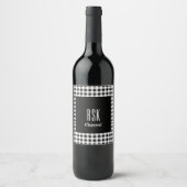 Monogram Proost! Zwart & Wit Buffalo Check (6) Wijn Etiket (Voorkant)