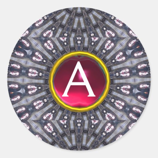 Monogram PSYCHEDELIC KALEIDOSCOPE/MYSTISCHE MEMORI Ronde Sticker (Voorkant)