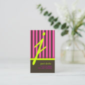 Monogram psychedelische kleuren/chocoladestrepen visitekaartje (Staand voorkant)