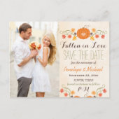Monogram Pumpkin Fall Wedding Save the Date Aankondigingskaart (Voorkant)
