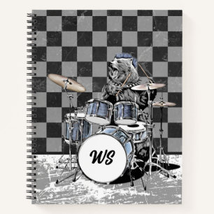 Monogram Punk Rock Drummer Beer Drum Kit Musician Notitieboek