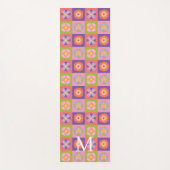Monogram purple green floral pattern yogamat (Voorkant)