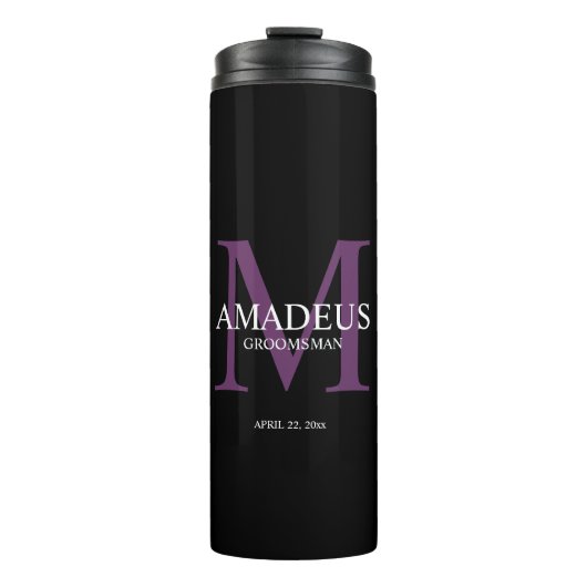 Monogram Purple Named thermal tumbler Thermosbeker (Voorkant)