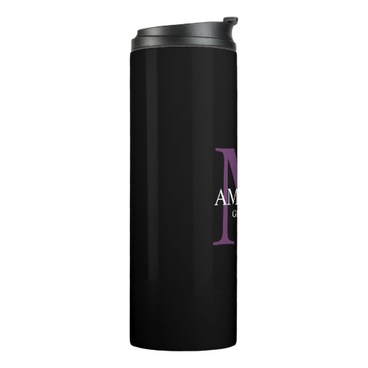 Monogram Purple Named thermal tumbler Thermosbeker (Gedraaid links)
