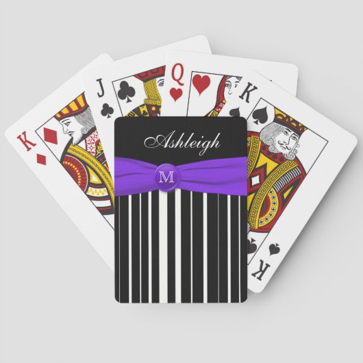 Monogram Purple White Striped Playing Cards Speelkaarten (Achterkant)
