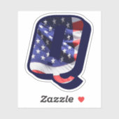 Monogram Q Amerikaanse vlag Letter Q Initiaal Vere Sticker (Vel)