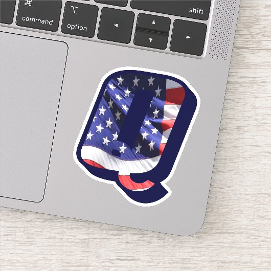 Monogram Q Amerikaanse vlag Letter Q Initiaal Vere Sticker (Detail)