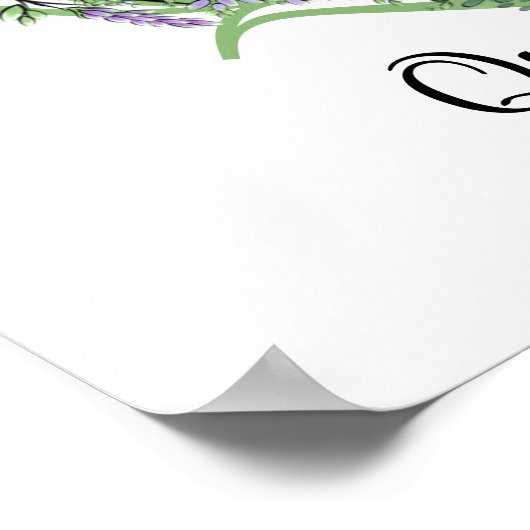 Monogram Q, Eucalyptus en lavendelkleurige poster (Hoek)