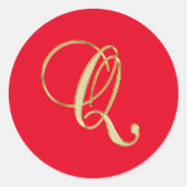 Monogram Q gouden script Ronde Sticker (Voorkant)