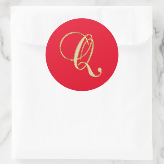 Monogram Q gouden script Ronde Sticker (Tas)
