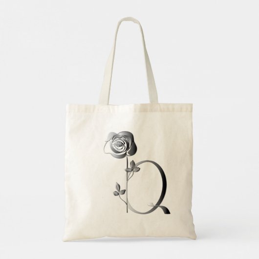 Monogram Q handgeschreven met Roos Tote Bag (Achterkant)