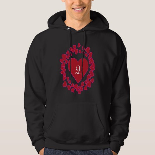 Monogram Q  Heart Wreath Shape Hoodie (Voorkant)