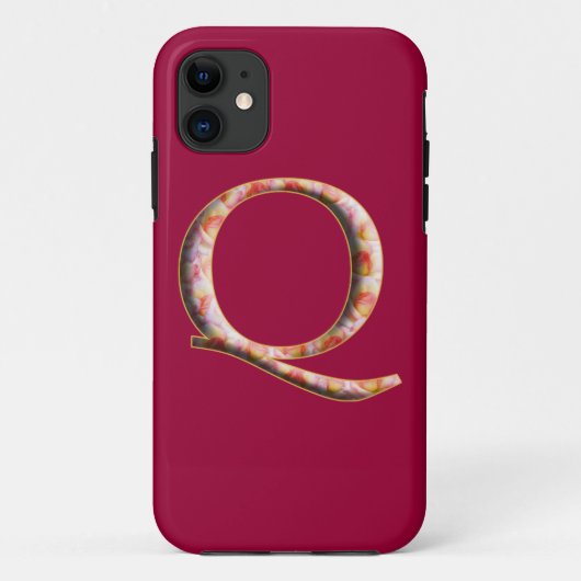 Monogram Q in Rozen Patroon Iphone 5 Hoesje (Achterkant)