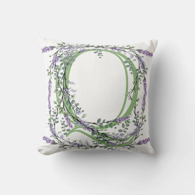 Monogram Q Lavender Eucalyptus Kussen (Voorkant)