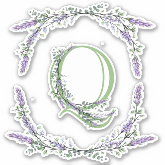 Monogram Q Lavender Eucalyptus Sticker (Voorkant)