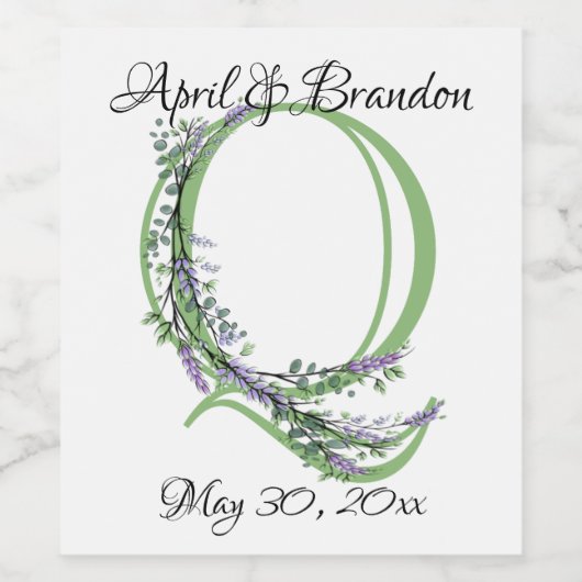 Monogram Q Lavender Eucalyptus Wijn Etiket (Enkel label)