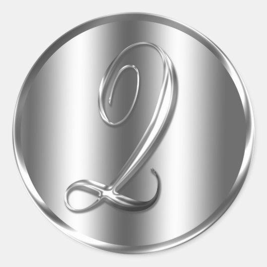 Monogram Q Silver Color Wedding Invitation Holiday Ronde Sticker (Voorkant)