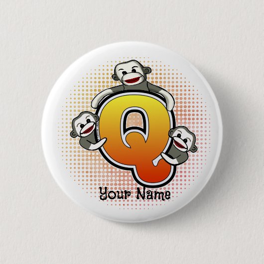 Monogram Q Sock Aap Ronde Button 5,7 Cm (Voorkant)