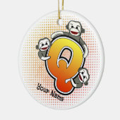 Monogram Q Sock Monkey Keramisch Ornament (Links)