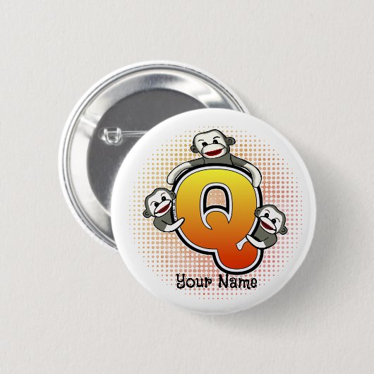 Monogram Q Sock Monkey Ronde Button 5,7 Cm (Voorkant /achterkant)