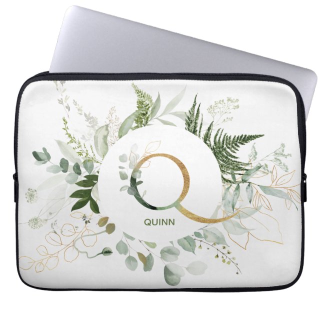 Monogram Q Varen & Eucalyptus krans laptop hoes (Voorkant)