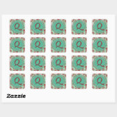  monogram Q Vierkante Sticker (Vel)