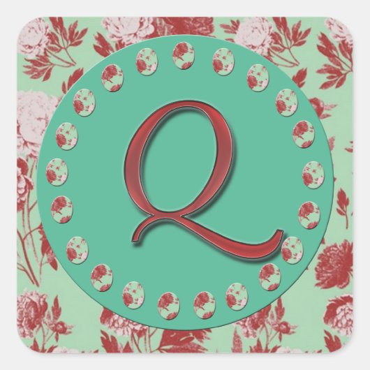  monogram Q Vierkante Sticker (Voorkant)