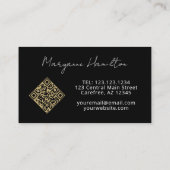 Monogram QR Code Black Gold Visitekaartje (Achterkant)