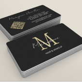 Monogram QR Code Black Gold Visitekaartje