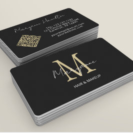 Monogram QR Code Black Gold Visitekaartje
