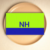 Monogram QR code blauw elektrische limoen minimali Visitekaartje