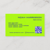 Monogram QR code blauw elektrische limoen minimali Visitekaartje (Achterkant)