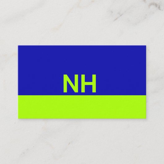 Monogram QR code blauw elektrische limoen minimali Visitekaartje (Voorkant)