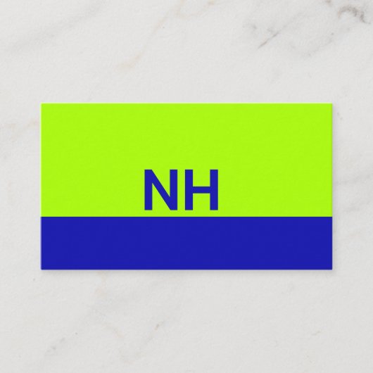 Monogram QR code blauw elektrische limoen minimali Visitekaartje (Voorkant)