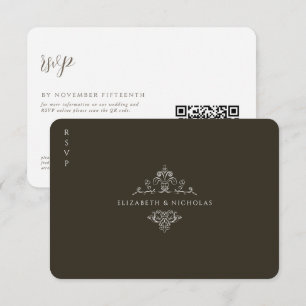 monogram QR Code Bruiloft RSVP Kaartje