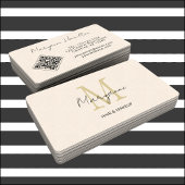 Monogram QR-code crème Visitekaartje